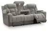 Ashley Furniture PC8350515 Mixed Motion - Power Reclining Sofa With Adjustable Headrest - Shadow
