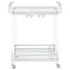 CoasterEssence 902589 Jefferson - 2-Tier Glass Shelf Acrylic Bar Cart - Chrome