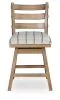 Benchcraft® D858-224 Ridgester - Upholstered Swivel Barstool (Set of 2) - Light Brown