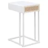 Coaster Fine Furniture 931632 Amherst - 1-Drawer Radio Weave Cane Metal Side Table - White