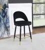 CoasterEssence 193569 Lindsey - Velvet Upholstered Counter Chair (Set of 2) - Black