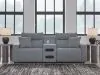 Ashley Furniture 65906S2 Ashley Furniture 65906S2 Modmax II - 3-Piece Power Reclining Sectional With Audio Console - Salt And Pepper