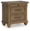 Ashley Furniture PCB782-93 Karallin - Three Drawer Night Stand - Medium Brown