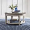 Liberty Furniture 824-OT1012 Heartland - Round Ceiling Tile Cocktail Table - Antique White / Tobacco Tops