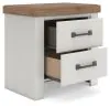 Benchcraft® B4615-92 Savonport - Two Drawer Night Stand - White / Brown