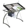 CoasterEveryday 800986 Melo - Glass Top Drafting Table With Storage - Silver