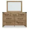 Benchcraft® B858B1 Benchcraft® B858B1 Ridgester - Dresser And Mirror - Light Brown