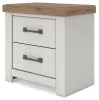 Benchcraft® B4615-92 Savonport - Two Drawer Night Stand - White / Brown