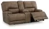 Ashley Furniture PC9180218 Beckley Place - Power Reclining Loveseat With Console / Adjustable Headrest - Earth