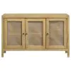 CoasterEssence 953556 Zamora - 3-Door Wood Accent Cabinet With Woven Cane - Natural