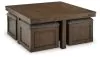 Ashley Furniture T738-20 Boardernest - Cocktail Table With 4 Stools (Set of 5) - Brown