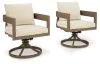 Ashley Furniture P671-602A Serene Bay - Swivel Chair With Cushion (Set of 2) - Dark Brown / White