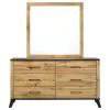 Coaster Fine Furniture 225003M Kaywood - 6-Drawer Dresser And Mirror - Natural Pine