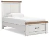 Ashley Furniture B4615B5 Ashley Furniture B4615B5 Savonport - Twin Panel Storage Bed With Storage Footboard - White / Brown