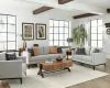 CoasterElevations 508681-S2 Apperson - 2 Piece Upholstered Track Arm Sofa Set - Light Gray