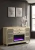 Coaster Fine Furniture 222663FB Lorient - 8-Drawer LED Bedroom Flame Box Dresser - Ivory Camel
