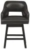 Ashley Furniture D380-924 Tallenger - UPH Swivel Barstool (Set of 2) - Black / Dark Brown