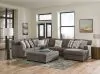 Jackson Furniture Industries 5473/62/30/76/28-58 Crawford - 3 Piece Sectional With RSF Chaise, 10 Included Accent Pillows And Cocktail Ottoman - Dark Gray