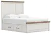 Ashley Furniture B4615B12 Ashley Furniture B4615B12 Savonport - Queen Panel Bed With Under Bed Storage Unit - White / Brown