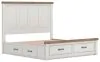 Ashley Furniture B4615B17 Ashley Furniture B4615B17 Savonport - King Panel Storage Bed With Storage Footboard And 2 Under Bed Storage Units - White / Brown