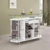 CoasterEssence 182235 Gideon - Curved Glass Top Home Bar Cabinet - White High Gloss