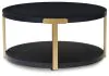 Ashley Furniture T410-13 Shylore - Occasional Table Set (Set of 3) - Black / Brass Finish