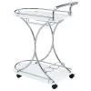 CoasterEveryday 910002 Elfman - 2-Tier Glass Shelf Metal Bar Cart - White And Chrome