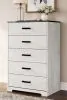 Ashley Furniture EB4121-245 Shawburn - Five Drawer Chest - Vinyl-Wrapped - White / Black / Gray