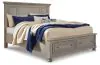 Ashley Furniture B733/31/36/58/76/95 Ashley Furniture B733/31/36/58/76/95 Lettner - California King Panel Storage Bed - 5 Pc. - Dresser, Mirror, Cal King Bed - Light Gray