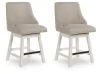 Ashley Furniture D642-324 Robbinsdale - Upholstered Swivel Curved Back Barstool (Set of 2) - Antique White