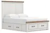 Ashley Furniture B4615B16 Savonport - Queen Panel Storage Bed With Storage Footboard And 2 Under Bed Storage Units - White / Brown