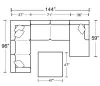 Jackson Furniture Industries 1345/62/30/76/28-11 Harper - 3 Piece Sectional With RSF Chaise And Cocktail Ottoman - Oyster