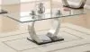CoasterEssence 701238 Pruitt - Rectangular Glass Top Metal Coffee Table - Satin