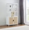 Coaster Fine Furniture 961652 Amherst - 3-Shelf Radio Weave Cane Metal Accent Cabinet - White