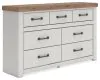 Benchcraft® B4615-31 Savonport - Seven Drawer Dresser - White / Brown