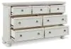 Ashley Furniture B742/31/36/46/54/77/96 Robbinsdale - 6 Pc. - Dresser, Mirror, Chest, Queen Sleigh Bed - Antique White