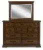 Ashley Furniture B849B1 Taffenbrook - Dresser And Mirror - Medium Brown