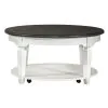 Liberty Furniture 417-OT1011 Allyson Park - Round Cocktail Table - Wirebrushed White / Charcoal
