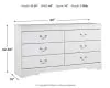 Ashley Furniture B129-31 Anarasia - Six Drawer Dresser - White