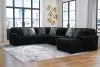 Ashley Furniture 98103/66/77/34/17/08 Ashley Furniture 98103/66/77/34/17/08 Midnight-Madness - 5 Pc. - 4-Piece Sectional With Raf Corner Chaise, Ottoman - Onyx
