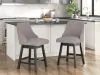 Ashley Furniture D618-224 Neymorton - Upholstered Swivel Barstool (Set of 2) - Dark Grayish Brown