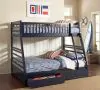 CoasterEssence 460181 Ashton - 2-Drawer Wood Twin Over Full Bunk Bed - Navy Blue