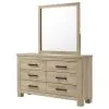 Coaster Fine Furniture 225103M Oakglen - 6-Drawer Bedroom Dresser And Mirror - Weathered Oak