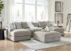 Benchcraft® 20305/16/46(2)/17/11 Aslan Court - 5 Pc. - 4-Piece Sofa Pit Sectional, Ottoman - Pebble