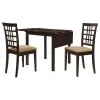 CoasterEveryday 190821-S3 Kelso - 3 Piece Drop Leaf Dining Table Set - Cappuccino