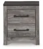 Ashley Furniture B1290-92 Bronyan - Two Drawer Night Stand - Dark Gray