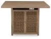 Ashley Furniture P749-665 Walton Bridge - Square Bar Table W/Fire Pit - Driftwood