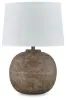 Ashley Furniture L207484 Neavesboro - Metal Table Lamp - Antique Brown / White