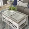 Liberty Furniture 824-OT1010 Heartland - Rect Ceiling Tile Cocktail Table - Antique White / Tobacco Tops