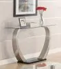 CoasterEssence 701239 Pruitt - Glass Top Metal Base Console Table - Satin